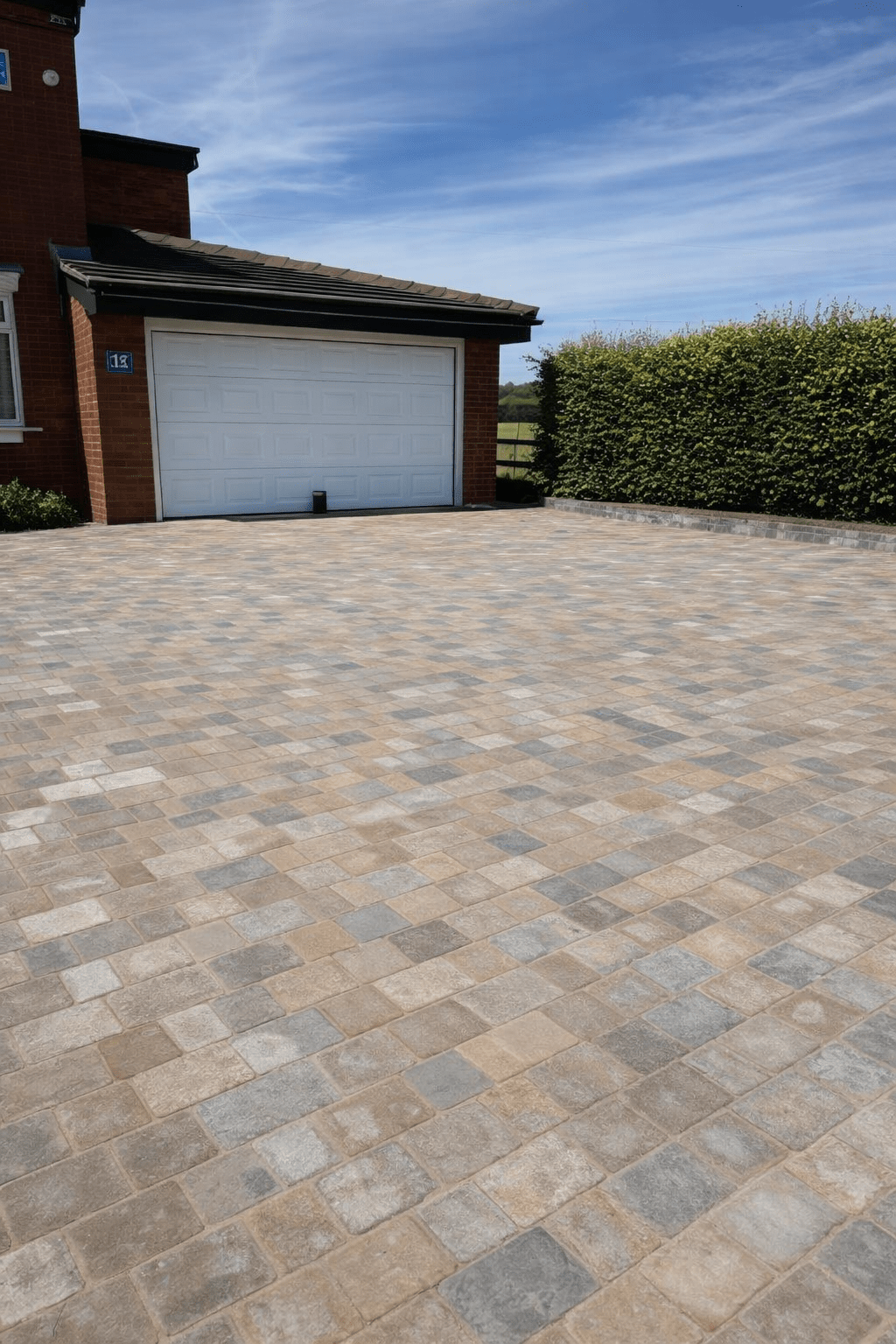 Driveway with neutral coloured blocks
